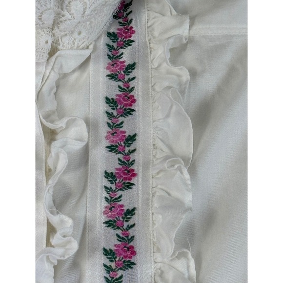 Seidensticker White Floral Embroidered Lace Trim Blouse Top Size 38 Vintage - Picture 7 of 16